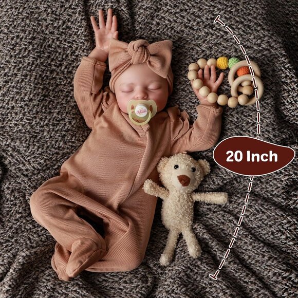 🆕20Inches Soft Cloth Body Sleeping Newborn Baby Dolls with Feeding Accessories - Picture 7 of 7